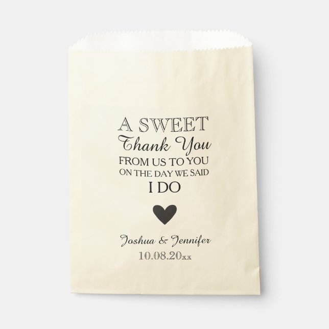 Sweet Thank You Wedding Favor Candy Bar Buffet Bag (Front)