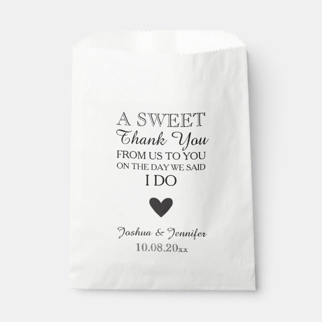 Sweet Thank You Wedding Favor Candy Bar Buffet Bag (Front)
