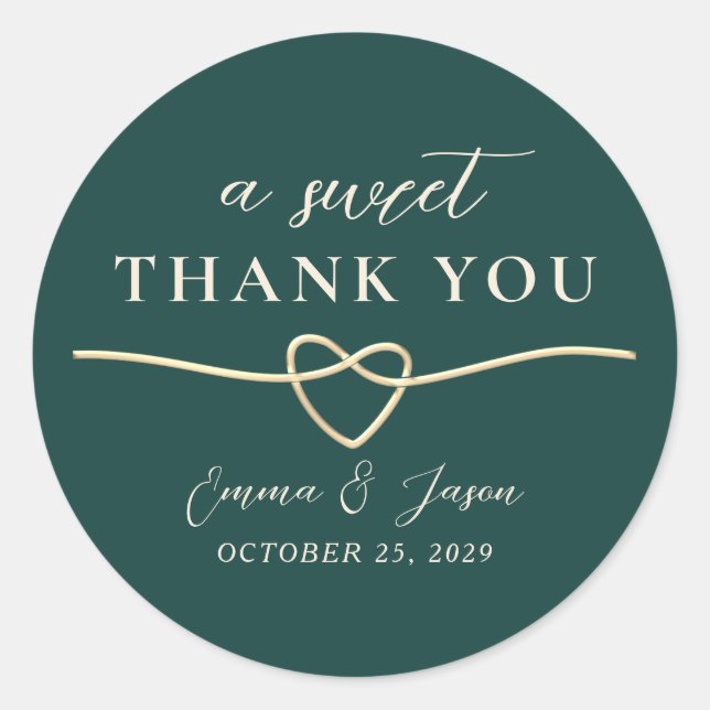 Sweet Thank You Wedding Favor Sticker (Front)