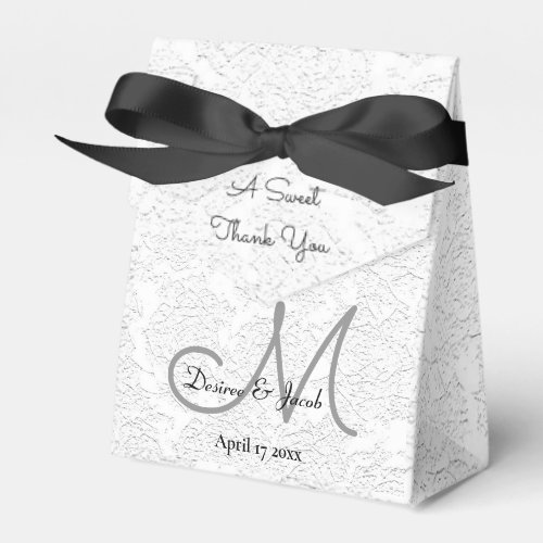 Sweet Thank You White Black Grey Wedding Monogram Favor Boxes