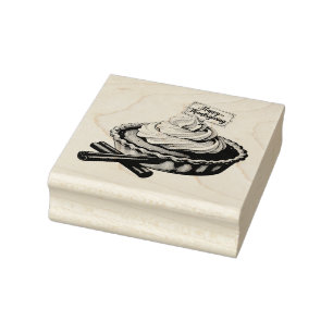 Sweet Thanks – Thanksgiving Pie with Whipped Cream Rubber Stamp