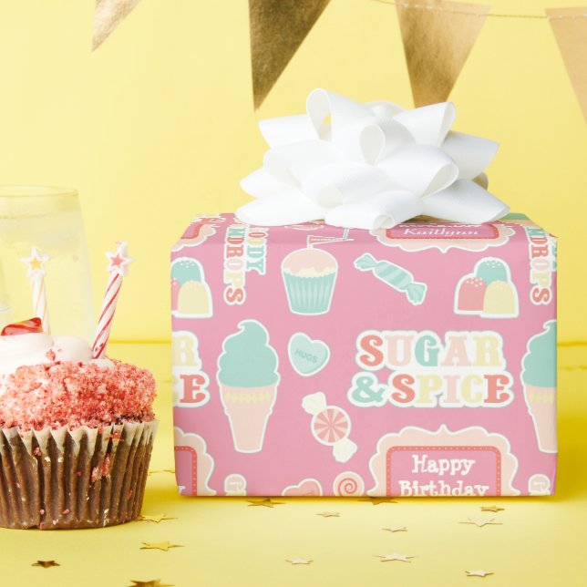 Sweet Things Personalized Birthday Wrapping Paper (Birthday Party)