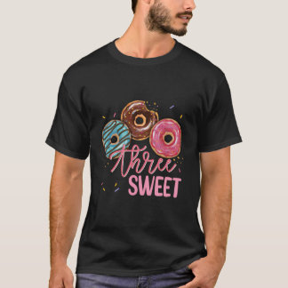 Sweet Three 3Rd Doughnut Birthday Girl Donut Party T-Shirt