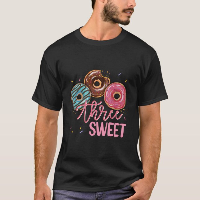 Sweet Three 3Rd Doughnut Birthday Girl Donut Party T-Shirt (Front)