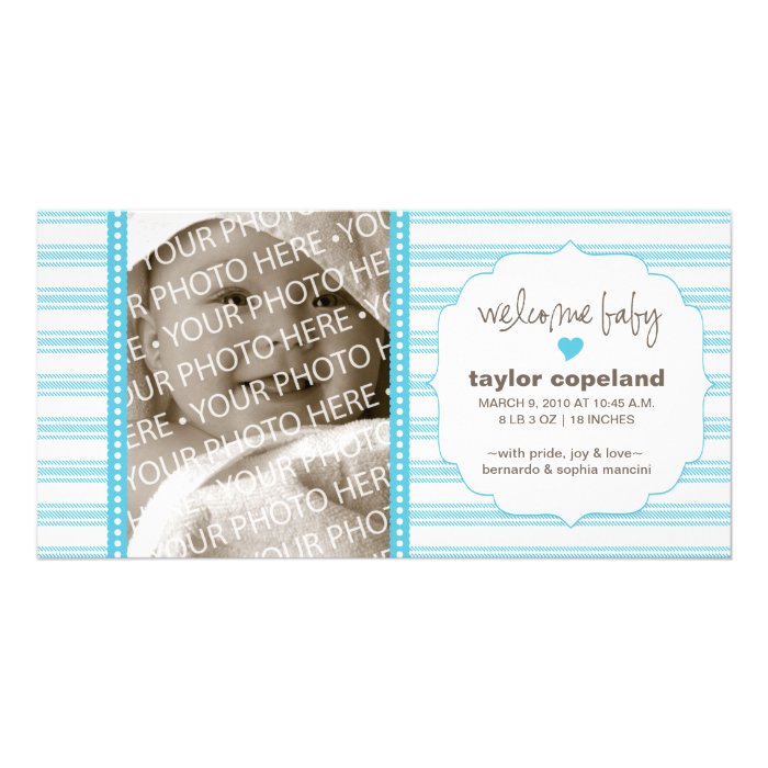Sweet Ticking Stripe Birth Announcement Photo Card