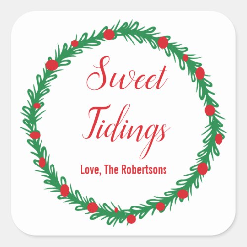 Sweet Tidings Seal Christmas Holiday Treat Square Sticker