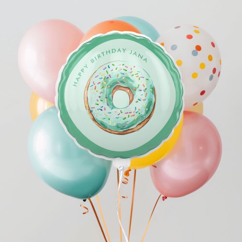 Sweet Time Pastel Green Donut Birthday Balloon