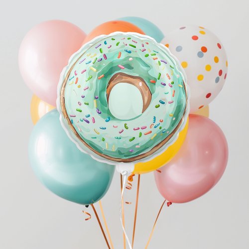 Sweet Time Pastel Green Donut Birthday Balloon