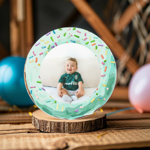 Sweet Time Pastel Green Donut Birthday Classic Round Sticker