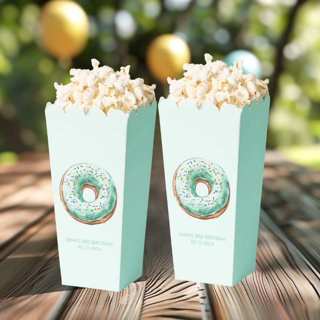 Sweet Time Pastel Green Donut Birthday Favor Boxes (Creator Uploaded)