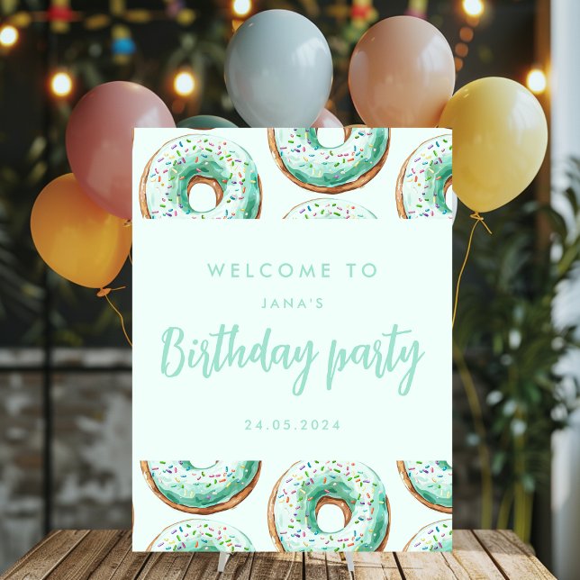 Sweet Time Pastel Green Donut Birthday Foam Board (Creator Uploaded)