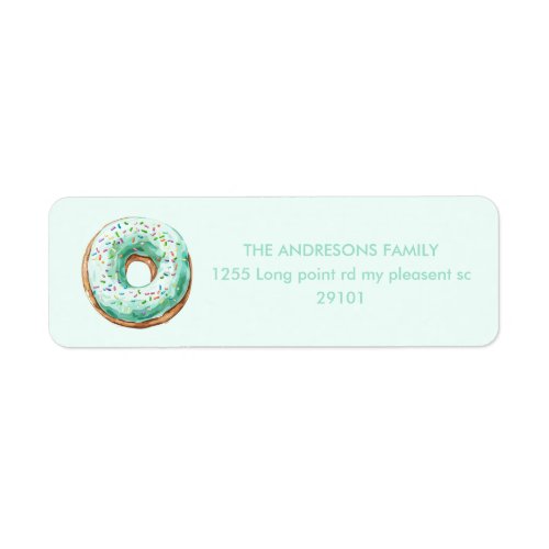 Sweet Time Pastel Green Donut Birthday Label