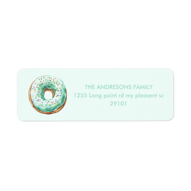 Sweet Time Pastel Green Donut Birthday Label (Front)