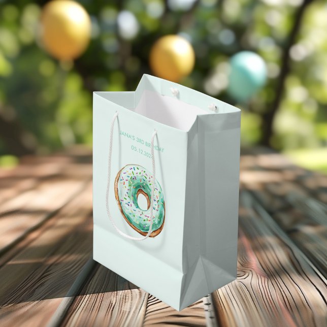 Sweet Time Pastel Green  Donut Birthday  Medium Gift Bag (Creator Uploaded)