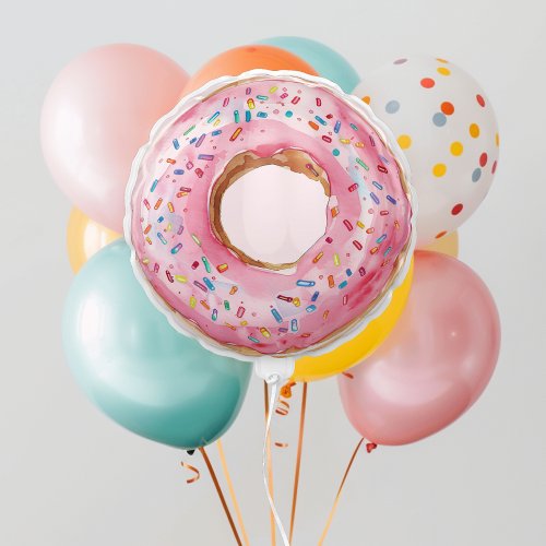 Sweet Time Pastel Pink Donut Birthday Balloon