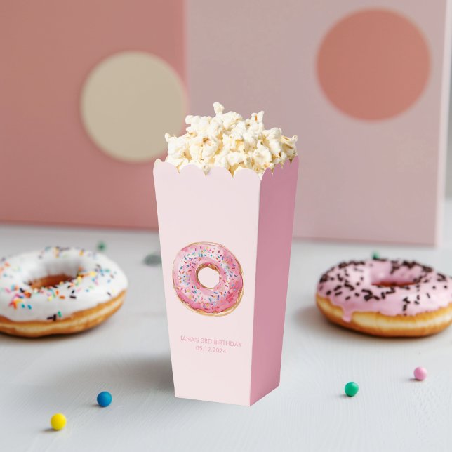 Sweet Time Pastel Pink Donut Birthday Favor Boxes (Creator Uploaded)