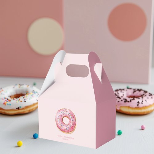 Sweet Time Pastel Pink Donut Birthday Favor Boxes