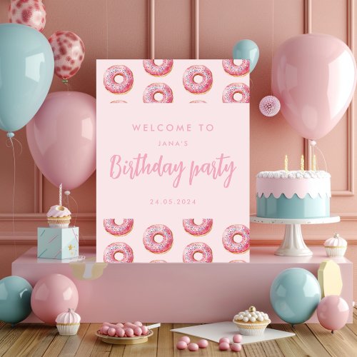Sweet Time Pastel Pink Donut Birthday Foam Board