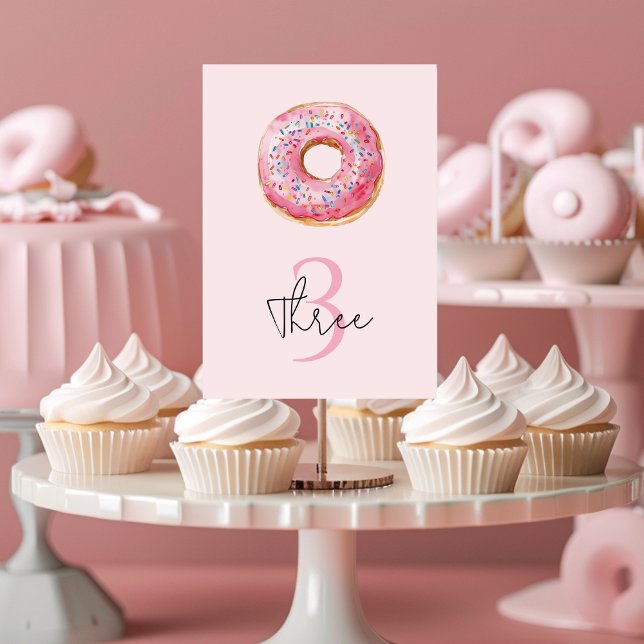 Sweet Time Pastel Pink Donut Birthday  Table Number (Creator Uploaded)