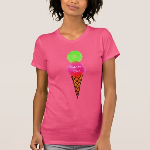 Sweet time slogan Ice cream pop art T_Shirt