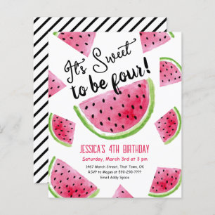 Sweet to Be Four Melon Birthday Party Invitation