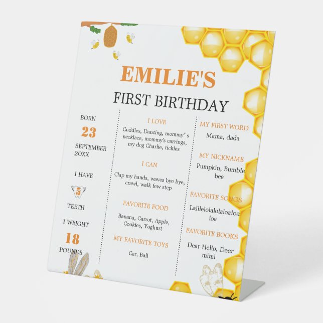 Sweet to Be One Baby 1st Birthday Milestone Sign (Front)
