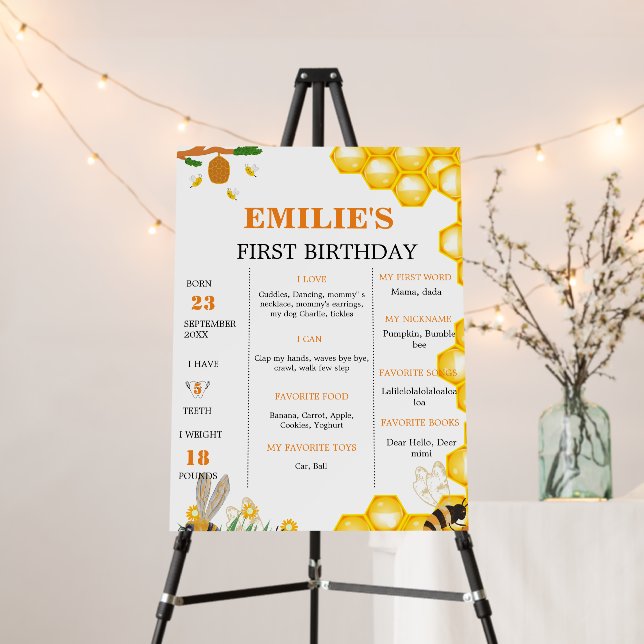 Sweet to Be One Baby 1st Birthday Milestone Sign (In Situ (Stand))