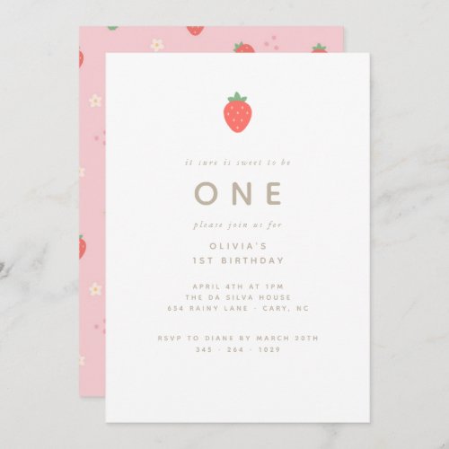 Sweet To Be One First Birthday Invitation