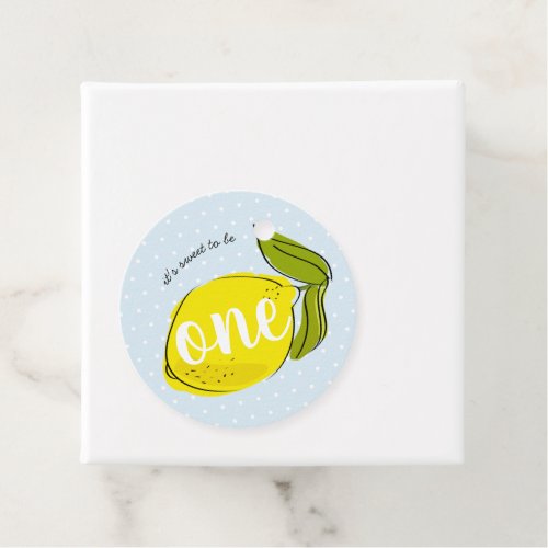 Sweet to be One Lemon Citrus First Birthday Blue Favor Tags