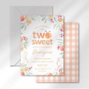 Sweet To Be Two Peach Second Birthday Invitation