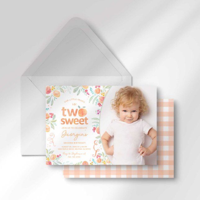 Sweet To Be Two Peach Second Birthday Invitation (Creator Uploaded)