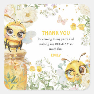 Sweet to Bee' Birthday Thank You Square Sticker