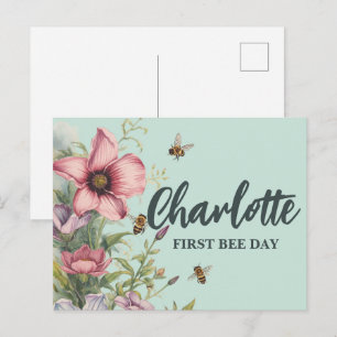 Sweet to bee Bumble Wildlfower Spring Birthday Par Holiday Postcard