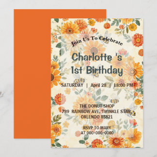 Sweet to bee Bumble Wildlfower Spring Birthday Par Invitation