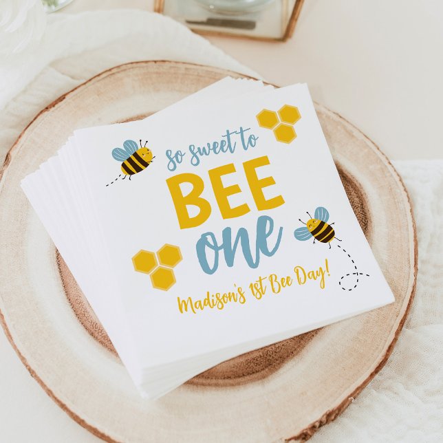 Sweet to Bee One 1st Bee Day Birthday Party Napkins (Creator Uploaded)