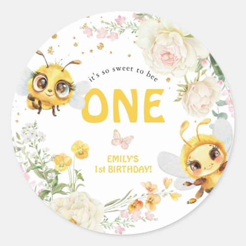 Sweet to Bee ONE 1st Birthday Classic Round Sticker