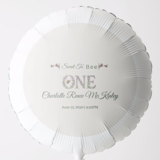 Sweet To Bee One 1st Birthday Lavender Watercolor Balloon