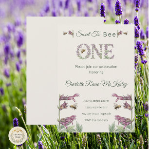 Sweet To Bee One 1st Birthday Lavender Watercolor Invitation