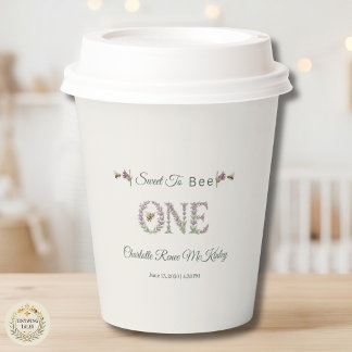 Sweet To Bee One 1st Birthday Lavender Watercolor Paper Cups