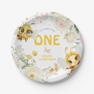 Sweet to Bee ONE' 1st Birthday Paper Plates