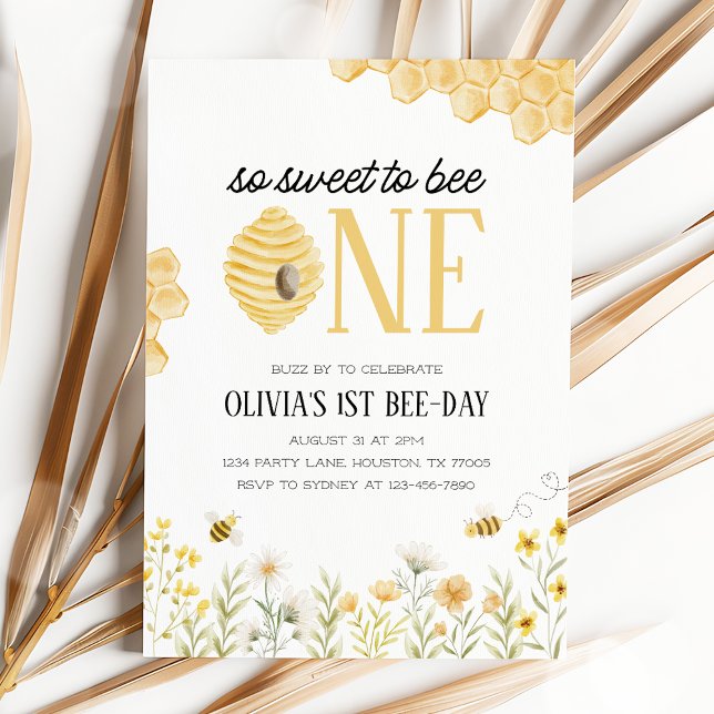Sweet to Bee One Bee 1st Birthday Invitation (Creator Uploaded)