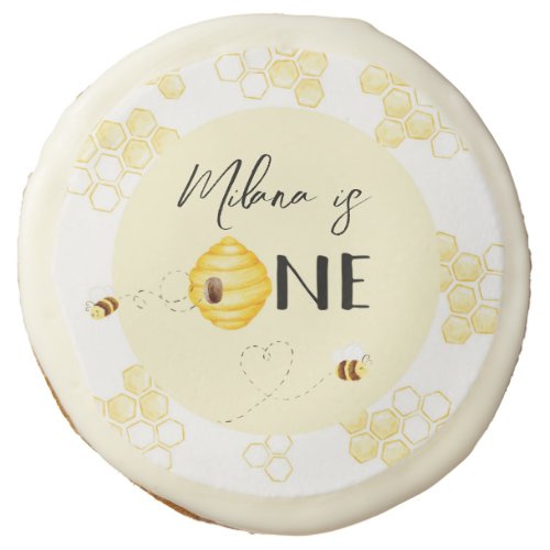 Sweet to bee one Bee 1st birthday Sugar Cookie