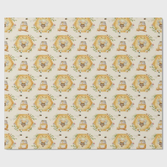 Sweet to Bee One Birthday Gift Wrap (Flat)