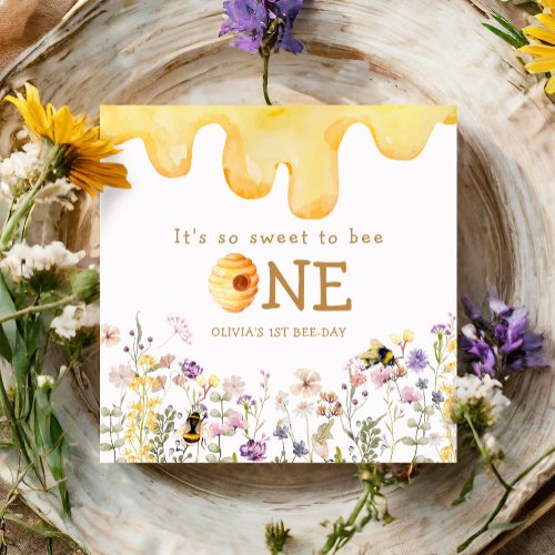 Sweet to Bee One Cute Honey Girl First Birthday Napkins