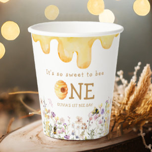 Sweet to Bee One Cute Honey Girl First Birthday Paper Cups