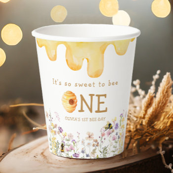Sweet To Bee One Cute Honey Girl First Birthday Paper Cups by Anietillustration at Zazzle