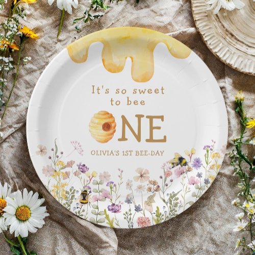 Sweet to Bee One Cute Honey Girl First Birthday Paper Plates