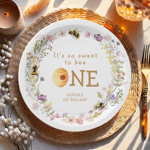 Sweet to Bee One Cute Honey Girl First Birthday Paper Plates