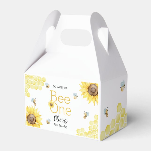 Sweet To Bee One First Bee Day Birthday Party Favor Boxes (Front Side)