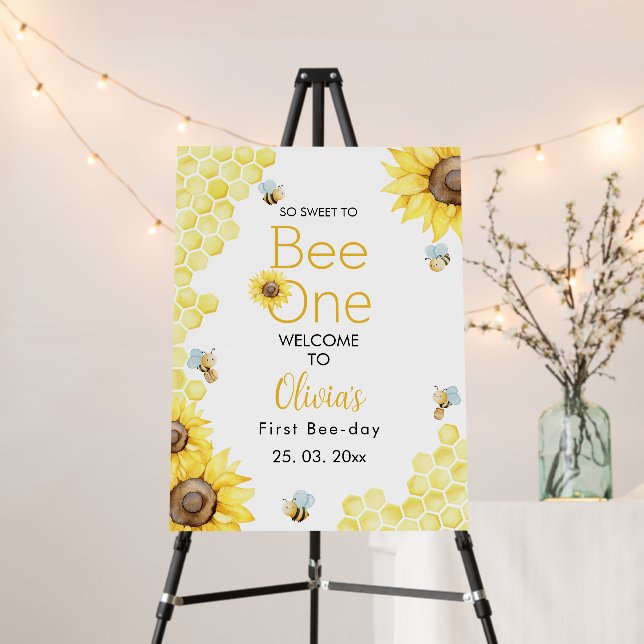 Sweet To Bee One First Bee Day Birthday Party Foam Board (In Situ (Stand))